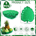 2 Pcs Hawaiian Turtle Leaf Serving Tray Plastic Tropical Plates in Green, alternate view 3