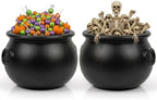 2 Pcs Large Cauldron 18in, Black Witches Cauldron Bowl for Halloween Decor