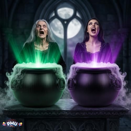 2 Pcs Large Cauldron 18in, Black Witches Cauldron Bowl for Halloween Decor, alternate view 2