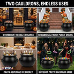 2 Pcs Large Cauldron 18in, Black Witches Cauldron Bowl for Halloween Decor, alternate view 3
