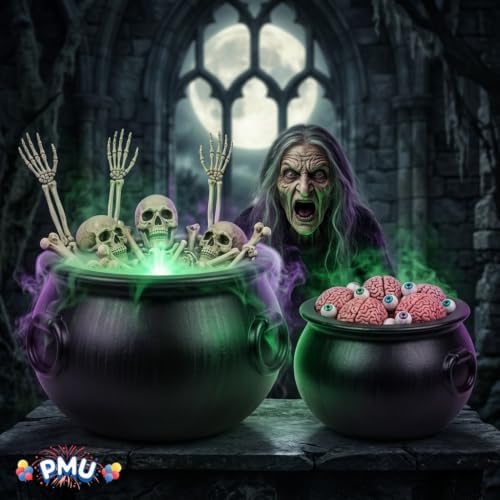 2 Pcs Large Cauldron, Black Witches Cauldron Bowl for Halloween Decor, alternate view 2