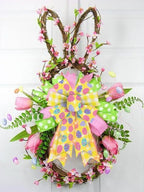 2 PCS LED Easter Bows for Wreath, Happy Easter Eggs Wreath Bows with LED Light Yellow Burlap Ribbon Bow LED, alternate view 6