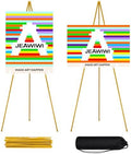 2 Pcs Lightweight Easel Stand, 66 Inch, Gold, with Portable Bags in Gold
