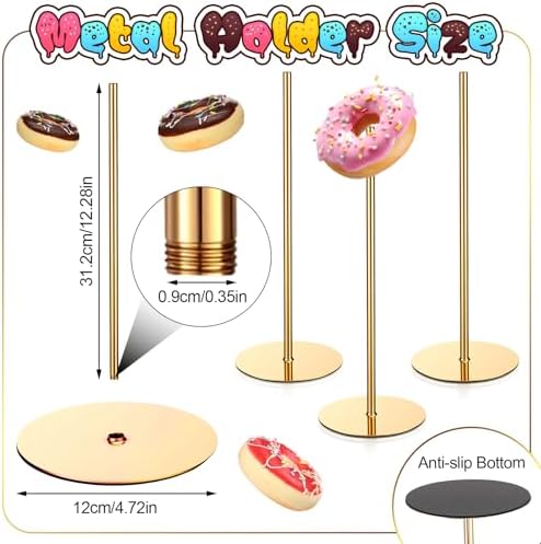 2 Pcs Metal Donut Display Stand Tower for Dessert Table, Gold in Gold, alternate view 3