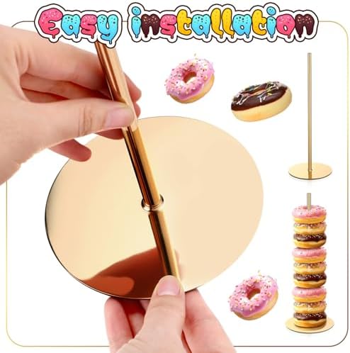 2 Pcs Metal Donut Display Stand Tower for Dessert Table, Gold in Gold, alternate view 4