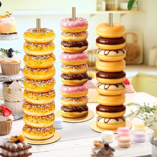 2 Pcs Metal Donut Display Stand Tower for Dessert Table, Gold in Gold, alternate view 6