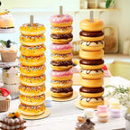 2 Pcs Metal Donut Display Stand Tower for Dessert Table, Gold in Gold, alternate view 6