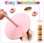 2 Pcs Metal Donut Display Stand Tower for Dessert Table, Pink in Pink, alternate view 4