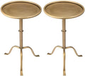 2 Pcs Metal Martini Table Bronze Small Side Round Drink Table