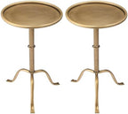 2 Pcs Metal Martini Table Bronze Small Side Round Drink Table