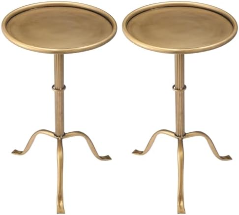 2 Pcs Metal Martini Table Bronze Small Side Round Drink Table