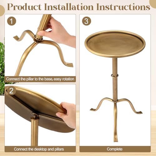 2 Pcs Metal Martini Table Bronze Small Side Round Drink Table, alternate view 4