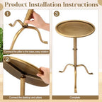 2 Pcs Metal Martini Table Bronze Small Side Round Drink Table, alternate view 4