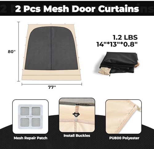 2 Pcs Mosquito Net Curtains, Customized Mesh Curtain for Instant Gazebo, Anti-Bugs, Breathable, Viewing, Buckle, alternate