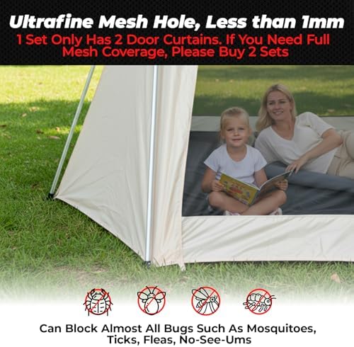 2 Pcs Mosquito Net Curtains, Customized Mesh Curtain for Instant Gazebo, Anti-Bugs, Breathable, Viewing, Buckle, alternate