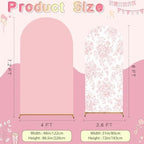 2 Pcs Pink Floral Arch Covers Backdrop 7.2ft 6ft Stretchy Fabric Covers for Ripples Wedding Bridal Shower Baby, alternate