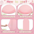 2 Pcs Pink Floral Arch Covers Backdrop 7.2ft 6ft Stretchy Fabric Covers for Ripples Wedding Bridal Shower Baby, alternate
