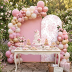 2 Pcs Pink Floral Arch Covers Backdrop 7.2ft 6ft Stretchy Fabric Covers for Ripples Wedding Bridal Shower Baby, alternate