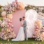 2 Pcs Pink Floral Arch Covers Backdrop 7.2ft 6ft Stretchy Fabric Covers for Ripples Wedding Bridal Shower Baby, alternate