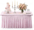 2 Pcs Pink Rose 6 ft Stretch Rectangle Table Covers, 72'' x 30''
