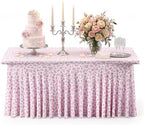 2 Pcs Pink Rose 6 ft Stretch Rectangle Table Covers, 72'' x 30''