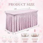 2 Pcs Pink Rose 6 ft Stretch Rectangle Table Covers, 72'' x 30'', alternate view 3