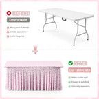 2 Pcs Pink Rose 6 ft Stretch Rectangle Table Covers, 72'' x 30'', alternate view 5