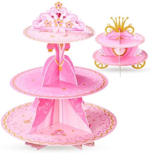 2 Pcs Princess Cupcake Stands, 3 Tier Castle Dessert Towers