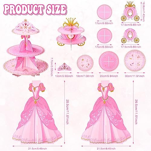 2 Pcs Princess Cupcake Stands, 3 Tier Castle Dessert Towers, alternate view 3