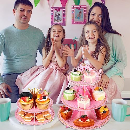 2 Pcs Princess Cupcake Stands, 3 Tier Castle Dessert Towers, alternate view 6