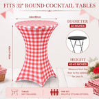 2 Pcs Red Gingham Stretch Cocktail Table Covers, 32'' x 43'', alternate view 2
