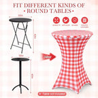 2 Pcs Red Gingham Stretch Cocktail Table Covers, 32'' x 43'', alternate view 3