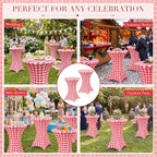 2 Pcs Red Gingham Stretch Cocktail Table Covers, 32'' x 43'', alternate view 6