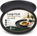 2 Pcs Restaurant Serving Trays Oval, 24 x 29 Inch, Black in 24 x 29 Inch in Black