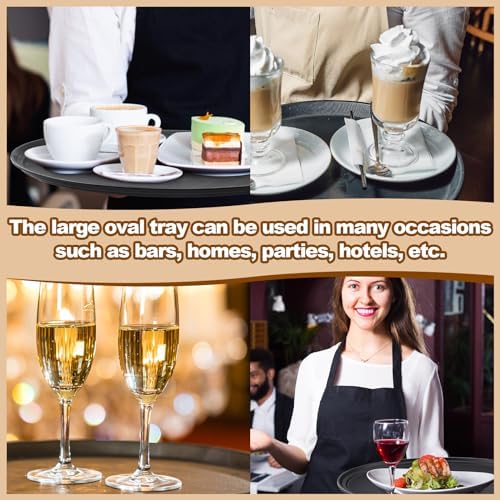 2 Pcs Restaurant Serving Trays Oval, 24 x 29 Inch, Black in 24 x 29 Inch in Black, alternate view 3