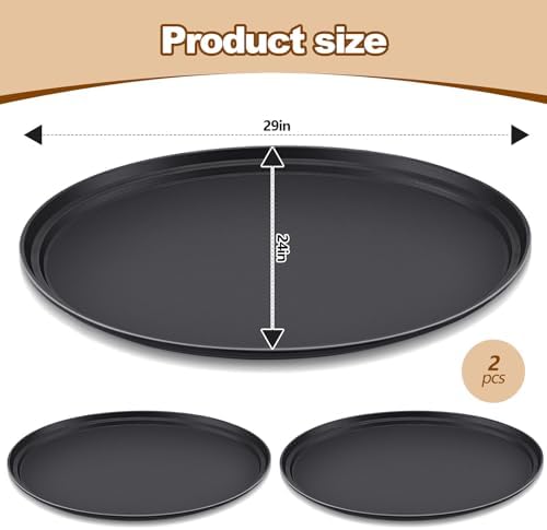 2 Pcs Restaurant Serving Trays Oval, 24 x 29 Inch, Black in 24 x 29 Inch in Black, alternate view 4