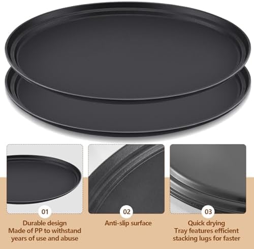 2 Pcs Restaurant Serving Trays Oval, 24 x 29 Inch, Black in 24 x 29 Inch in Black, alternate view 6