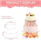 2 Pcs Round Acrylic Cake Stand with Lid, Clear Fillable Cake Tier in 10 x10 x 4, 6 x 6 x 4 inch in Transparent, alternate