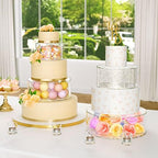2 Pcs Round Acrylic Cake Stand with Lid, Clear Fillable Cake Tier in 10 x10 x 4, 6 x 6 x 4 inch in Transparent, alternate