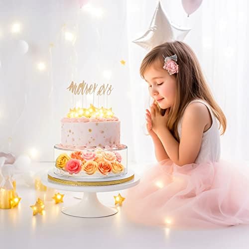 2 Pcs Round Acrylic Cake Stand with Lid, Clear Fillable Cake Tier in 10 x10 x 4, 6 x 6 x 4 inch in Transparent, alternate