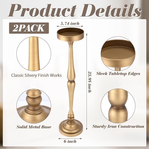 2 Pcs Round Martini Drink Table for Small Spaces, Brass, alternate view 3