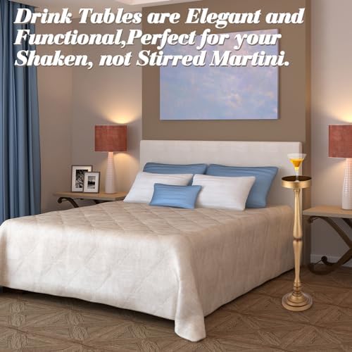 2 Pcs Round Martini Drink Table for Small Spaces, Brass, alternate view 6