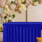 2 Pcs Royal Blue Spandex Table Covers 8ft Rectangle Ruffle Skirts for Party in 30x96 Inch| 2 Pack in Royal Blue, alternate