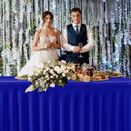 2 Pcs Royal Blue Spandex Table Covers 8ft Rectangle Ruffle Skirts for Party in 30x96 Inch| 2 Pack in Royal Blue, alternate