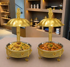 2 PCS Royal Gold Chafing Dish Buffet Set, 8L Round Server with Dome Lid, [Game Changer Maifanite-Coated]