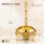 2 PCS Royal Gold Chafing Dish Buffet Set, 8L Round Server with Dome Lid, [Game Changer Maifanite-Coated], alternate view 2