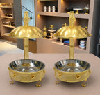 2 PCS Royal Gold Chafing Dish Buffet Set, 8L Round Server with Dome Lid, [Game Changer Maifanite-Coated], alternate view 3