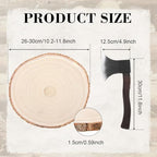 2 Pcs Rustic Wood Cake Stand with Foam Hatchet in Brown, alternate view 3