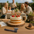 2 Pcs Rustic Wood Cake Stand with Foam Hatchet in Brown, alternate view 5