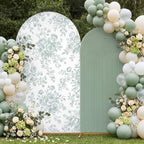 2 Pcs Sage Green Floral Arch Covers Backdrop 7.2ft 6ft Stretchy Fabric Covers for Ripples Wedding Bridal Shower